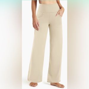 Women’s Large High Waisted Wide Leg Loose Yoga Pants w/ Deep Side Pockets